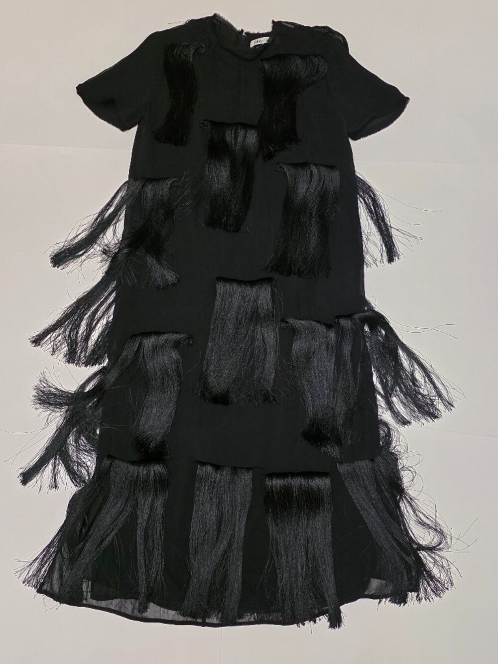 NWOT Zara Black Fringed Midi Dress - Picture 5 of 16
